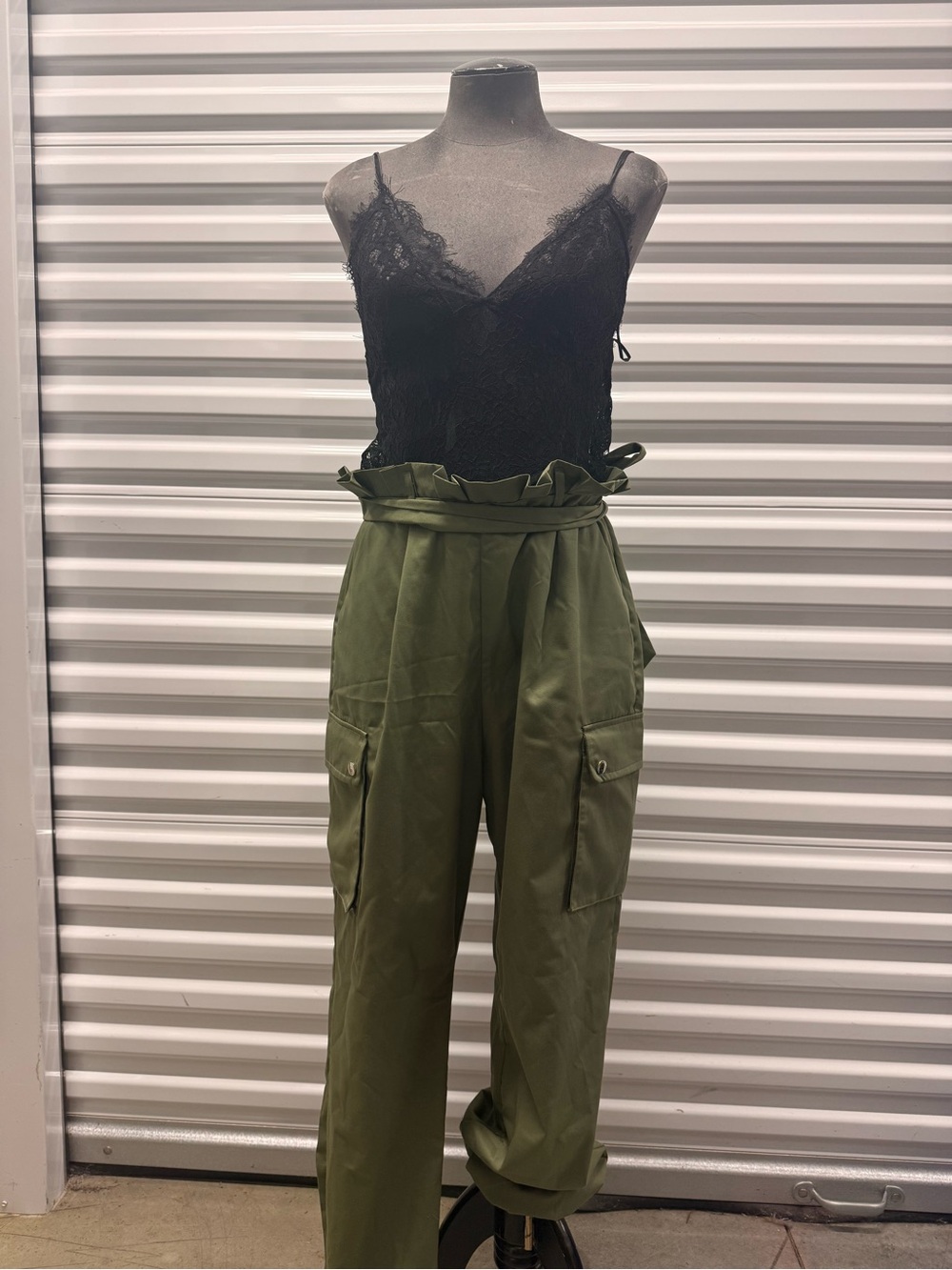 High-Waist Olive Green Cargo Pants